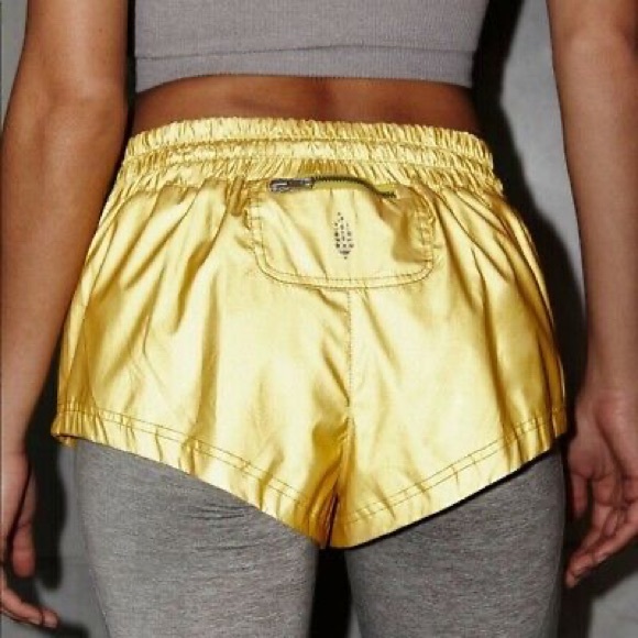 Free People Moonlight Reflective Shorts - Yellow - Picture 2 of 4